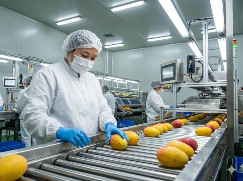 GAP certified factory quality control line for Panzhihua mango export