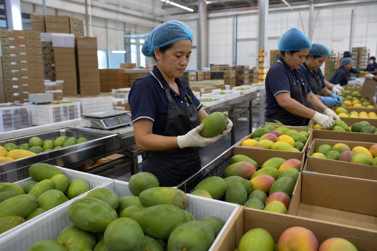 Keitt mango export packing line and quality control